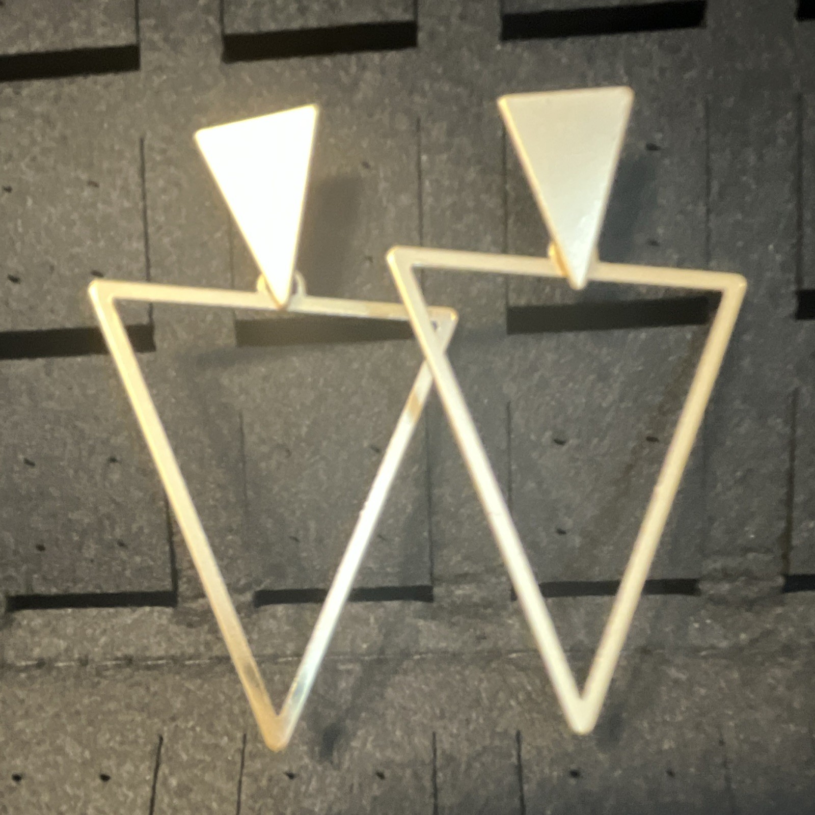 Gold Tone Metal Triangle Geometric Dangle/Drop Earrings Lobe
