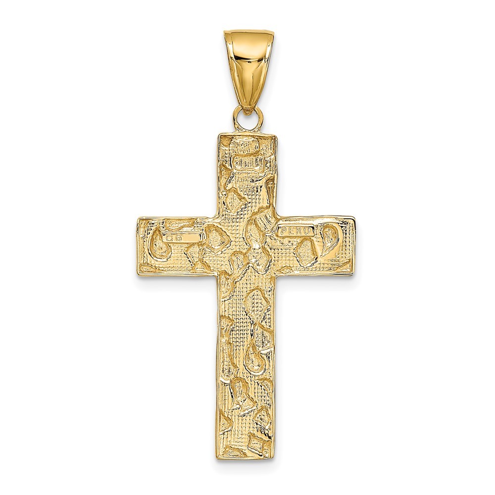 10k Yellow Gold Textured Nugget Style Cross Pendant for Women 1.76g
