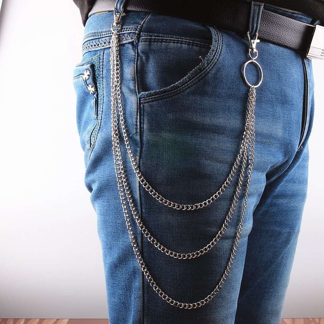 Silver Layered Trouser Chains Vintage Punk Hip Hop Waist Chain Street Accessory