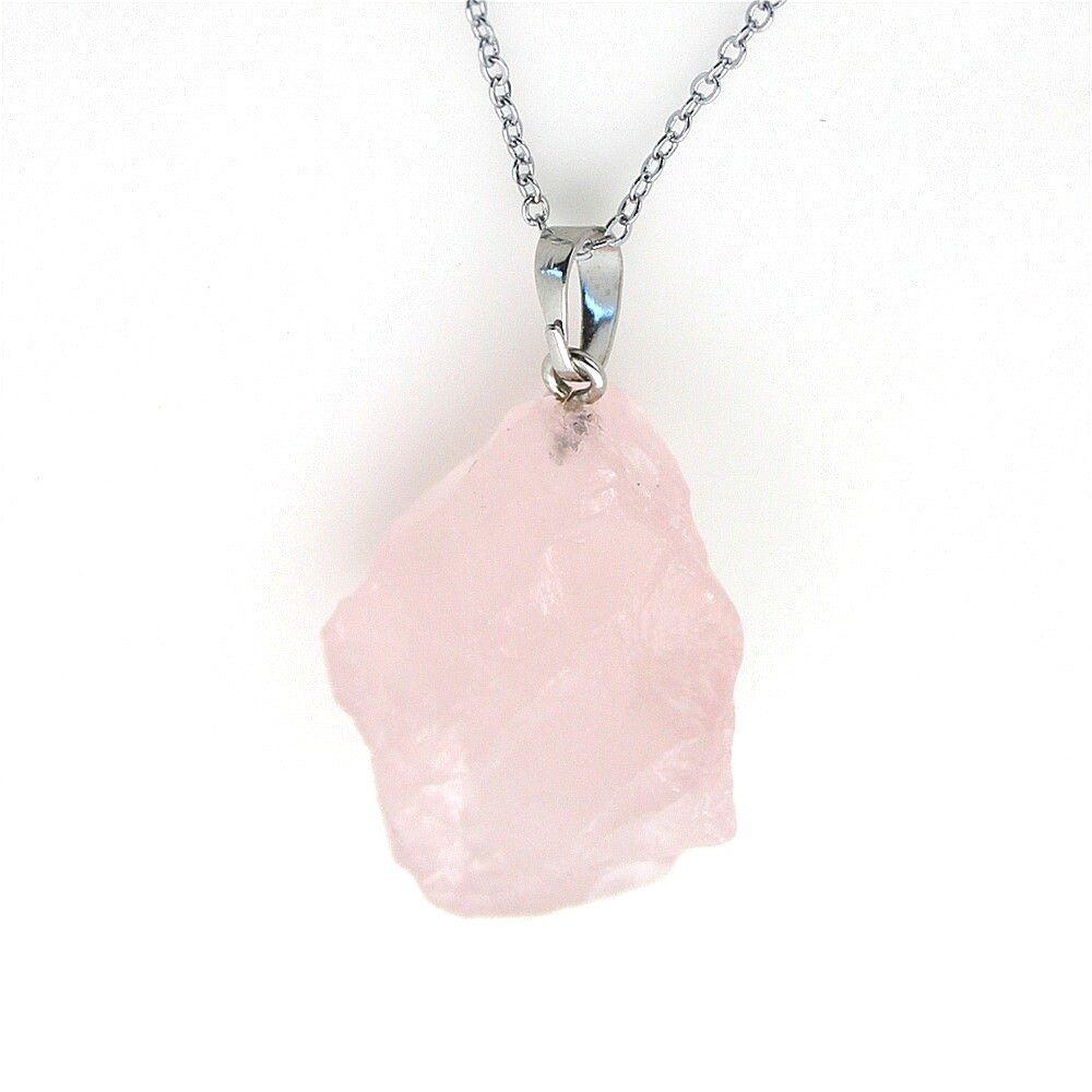 CHARGED Rose Quartz Natural Crystal Chakra Pendant Necklace Pink Gemstone Reiki
