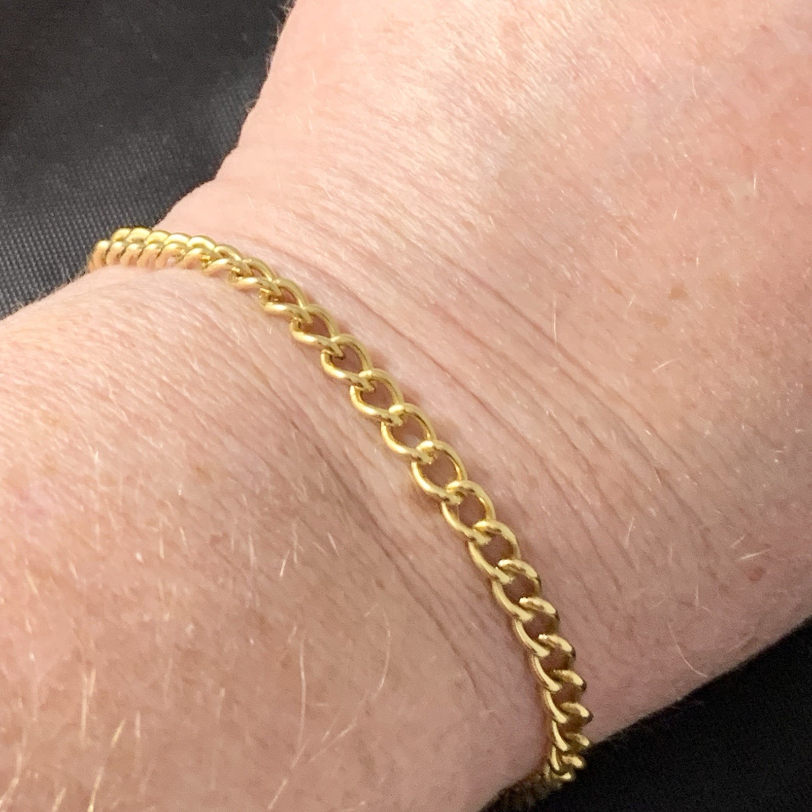 VTG Chain Bracelet Charm 12k Gold Filled 4mm Shiny Spring Ring 3.13gr 7.5”