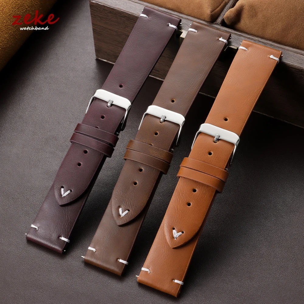 Retro Oil Wax Genuine Leather Watch Band 18 19 20 21 22 24mm Thin Cowhide Strap.