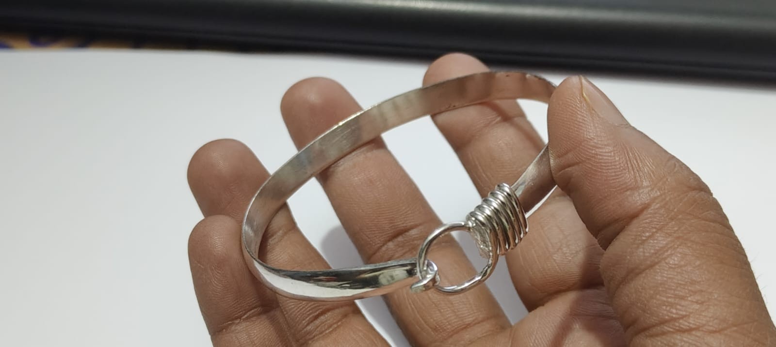 Cuff Bracelet Hook Clasp Bangle 925 Sterling Silver Handmade Bangle Al Size 5 12