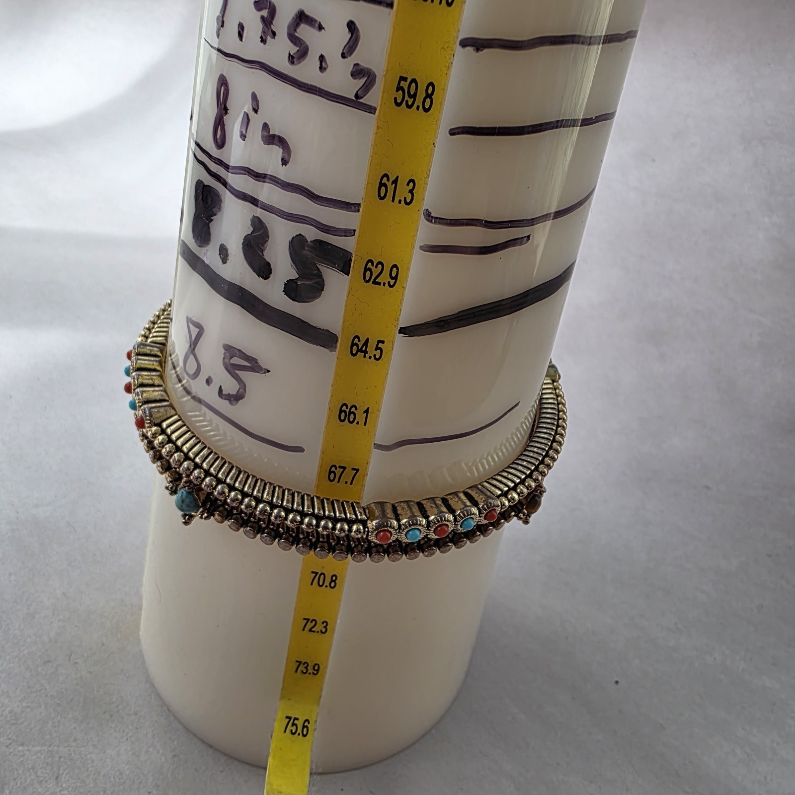 Graziano Italy Bangle Bracelet 2 Piece Set Statement Antiqued Gold With Stones