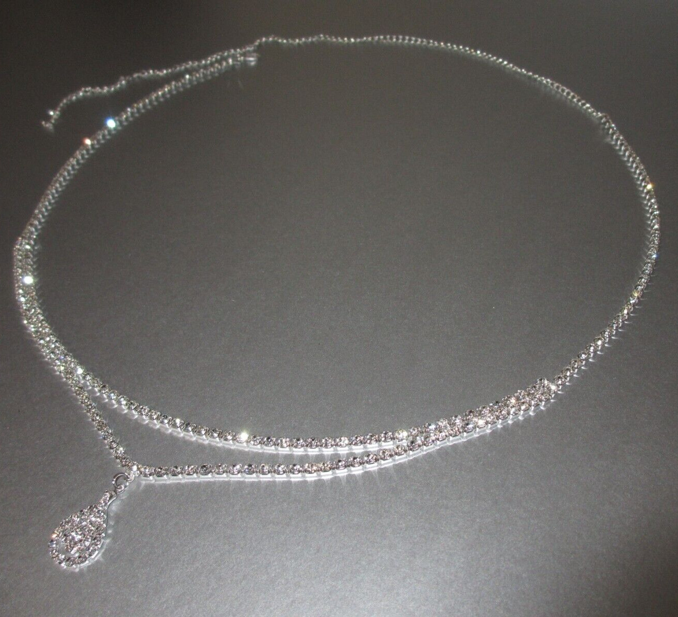 Rhinestone Belly Chain Crystal Pear Teardrop Pendant Waist Glam Belt SEXY Bling