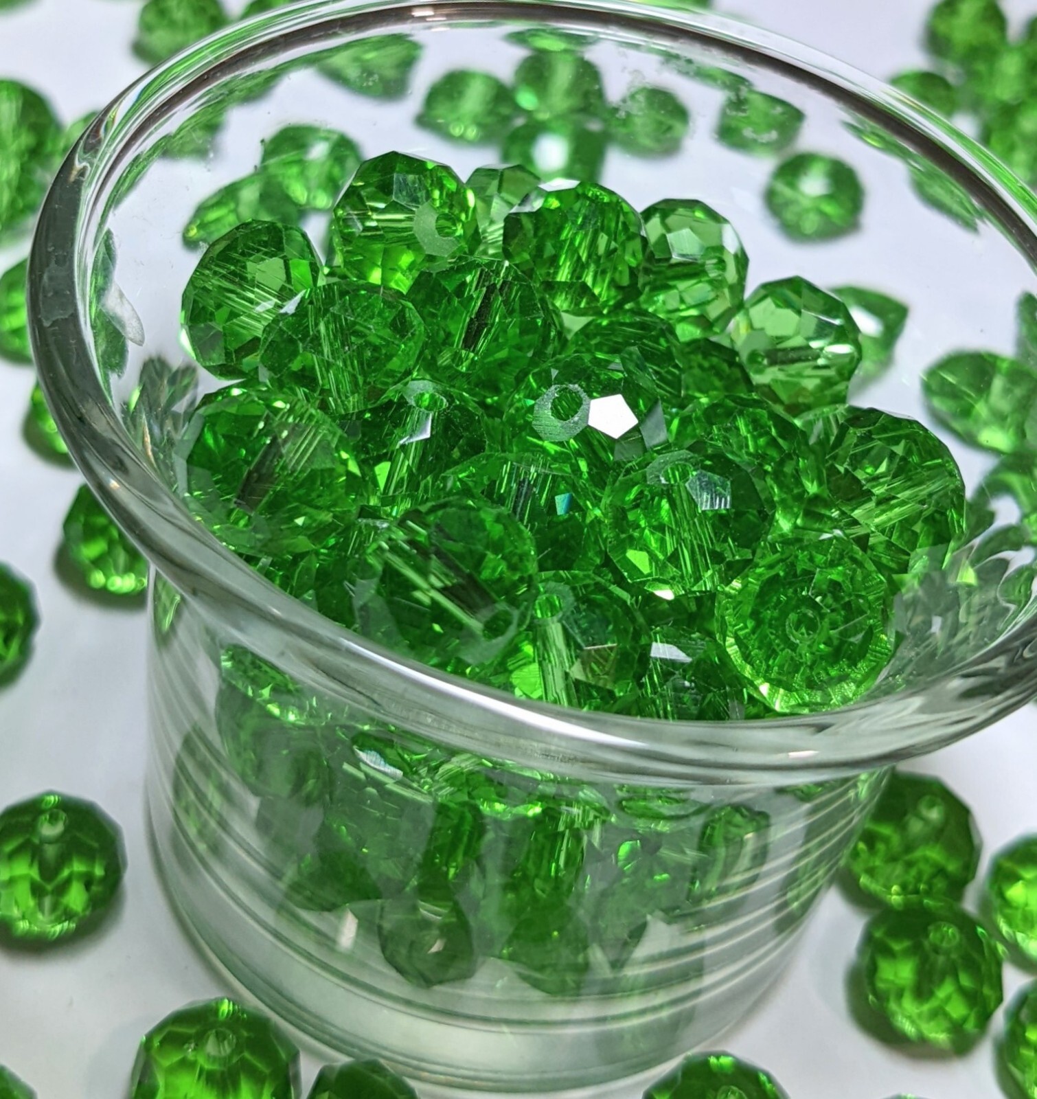 Crystal Beads 8mm Beads for Jewelry Making Bulk 180 pcs Grass Green Roundelle