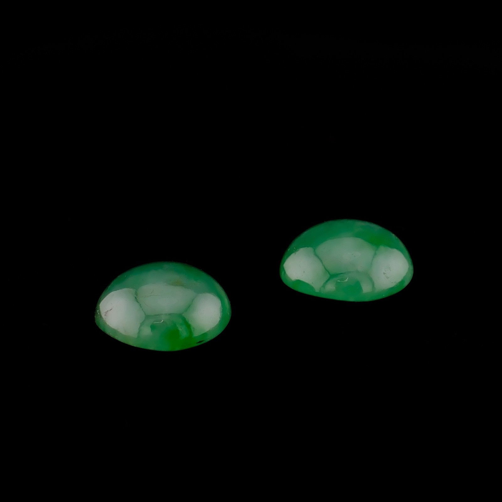 Natural Green Jade Cabochon Pair Round Loose Stones 16 ct 12.1-12.4mm Matched