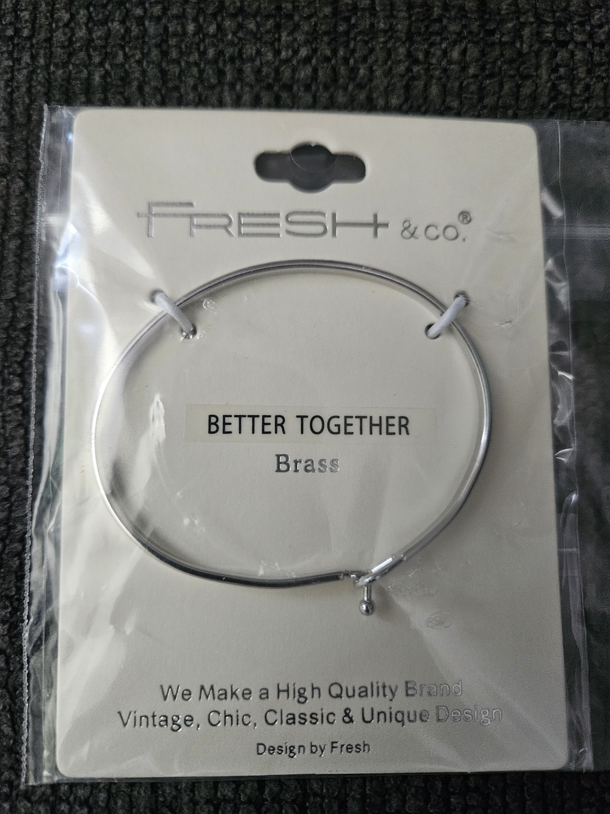 New Fresh And Company” Stronger Together” Brass Bracelet Silver. A5