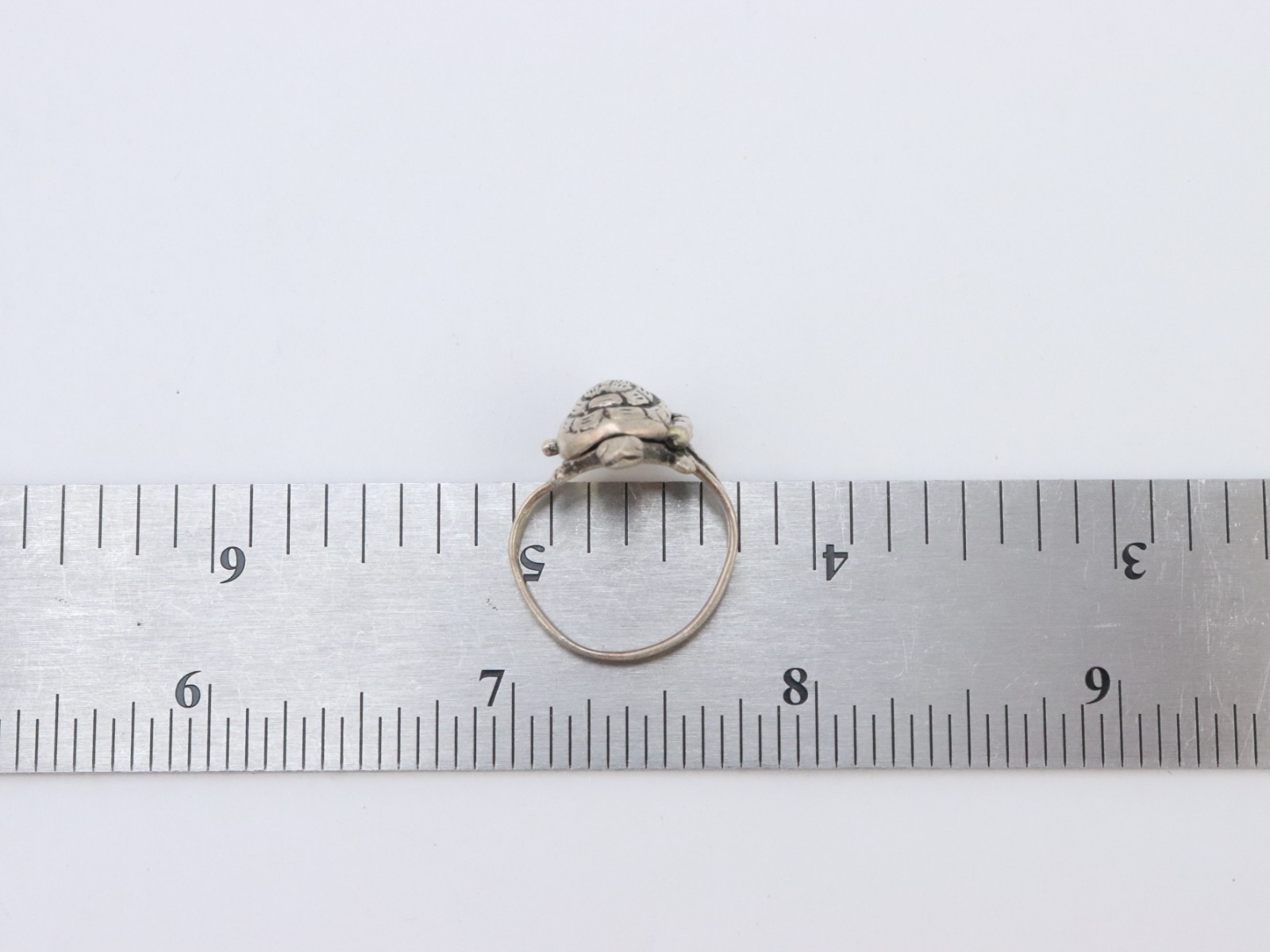 Vintage 925 Sterling Silver Turtle Poison Pill Hidden Locket Box Ring Sz6.25