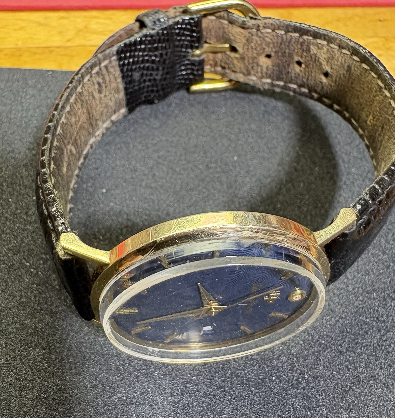 Lucien Piccard 22478 14K Solid Gold 34mm Swiss Quartz Diamond Watch Runs