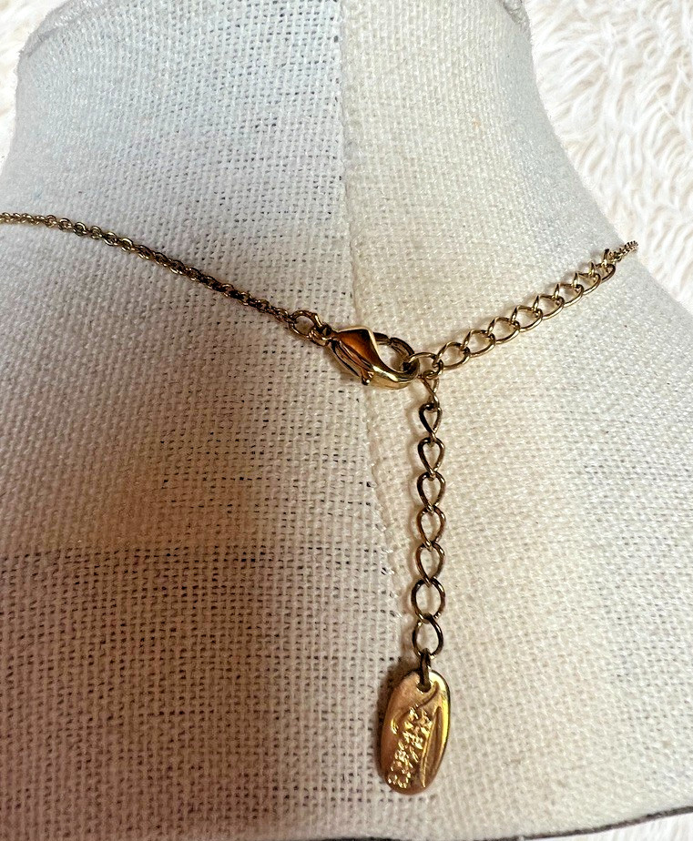Alexa’s Angels Gold Tone Necklace Sunburst Charm Crystal Dainty Minimalist 17″