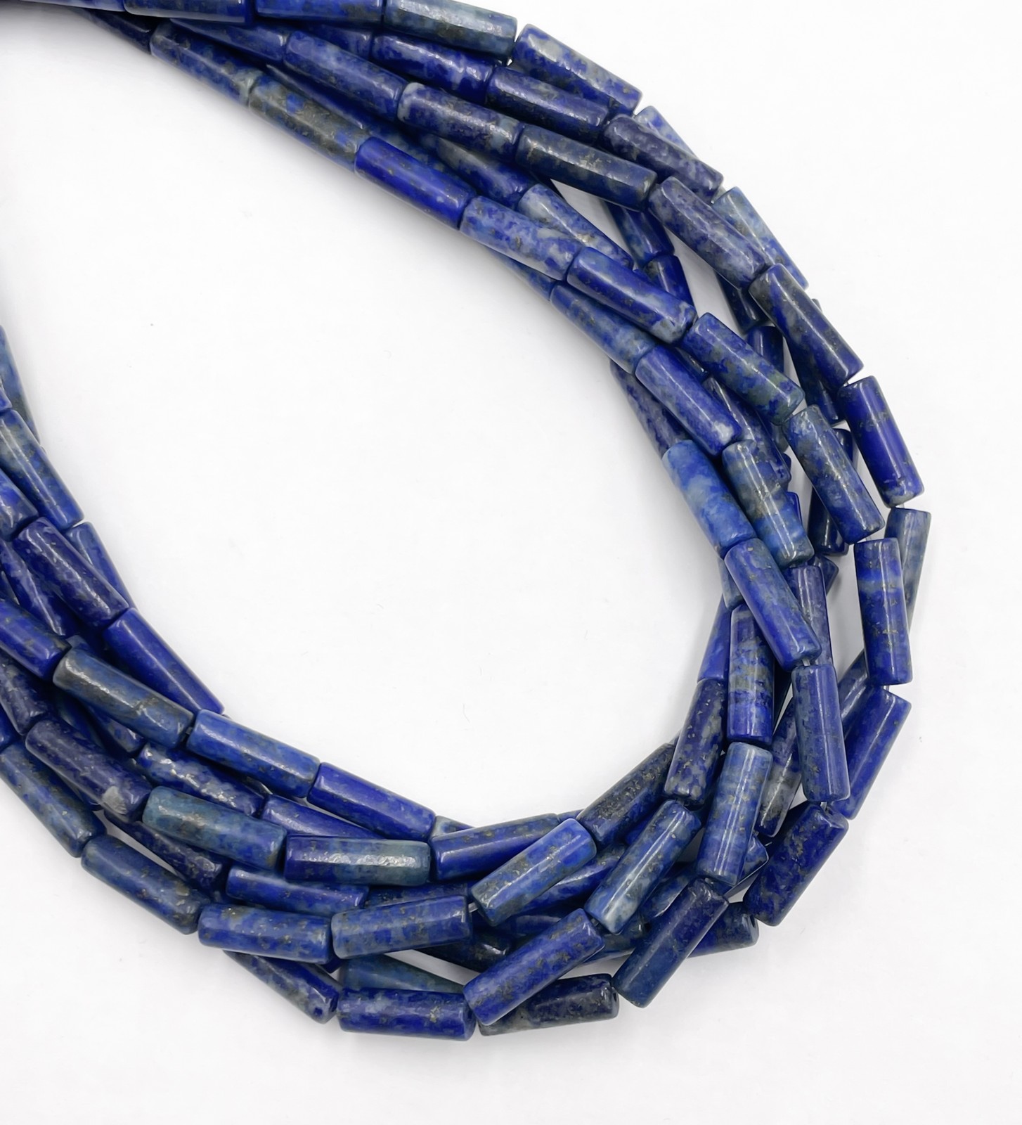Natural Lapis Smooth Cylinder Tube Beads Size 4x13mm 15.5” Strand