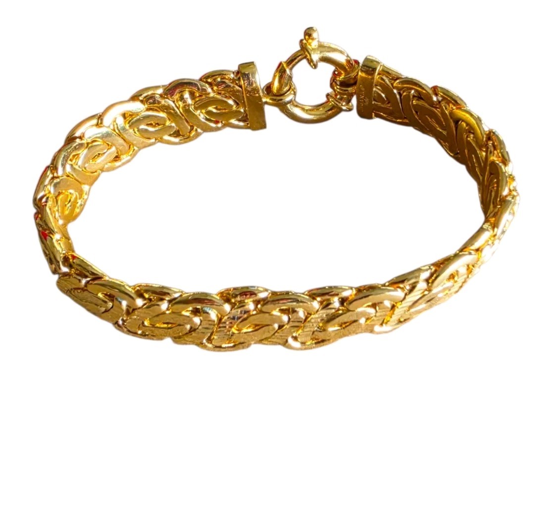 ROMANZA ITALY Byzantine Woven Chain Bracelet 8.25 In Gold Plated Over Bronze
