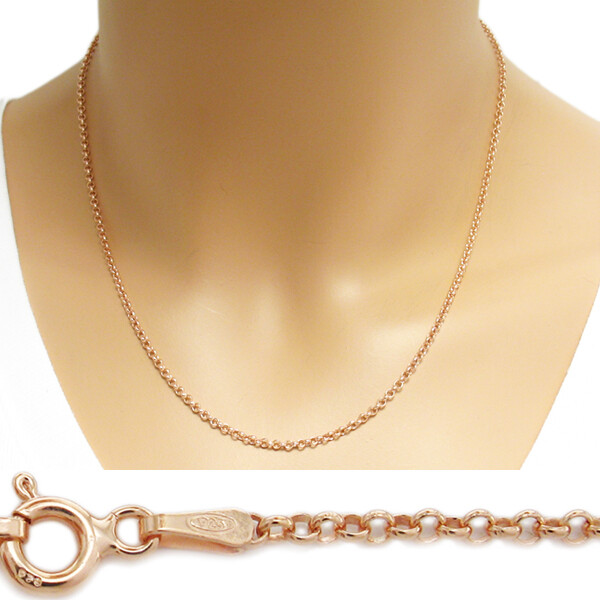 Rose Gold Plated 925 Sterling Silver Rolo Chain Necklace 2mm 030 gauge