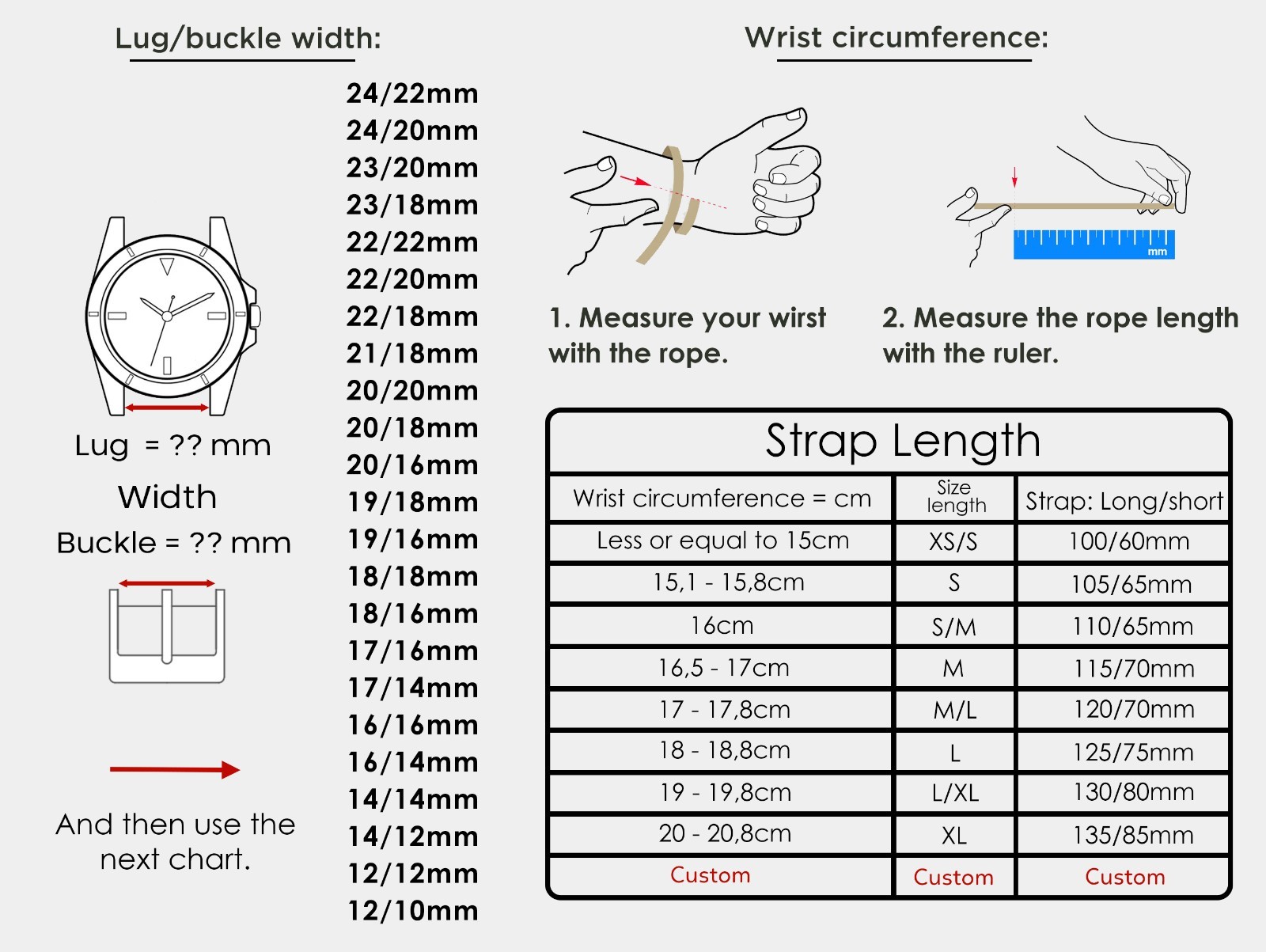 Custom Lizard Leather Watch Strap Band 14mm 16mm 17mm 18mm 20mm 22mm 24mm