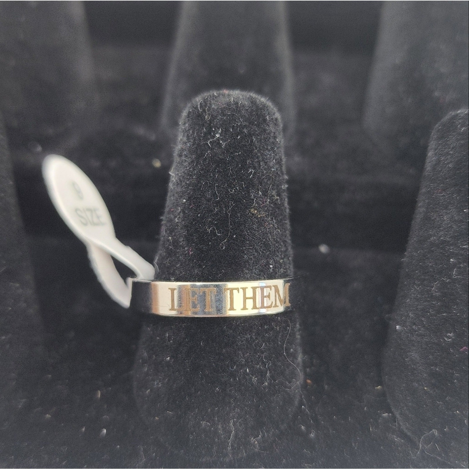 New LET THEM Silver Tone Ring Engraved Trendy Jewelry Gifts Size 9