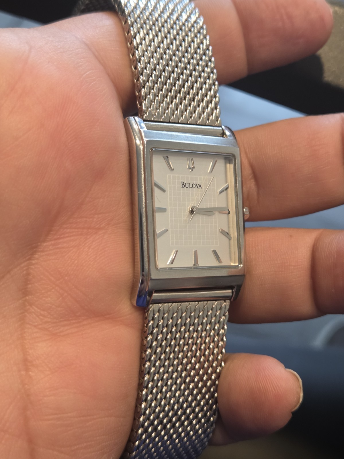 Bulova Men’s Dial Thin Tank Watch Accutron C8337706 Other Mesh Band EUC C202