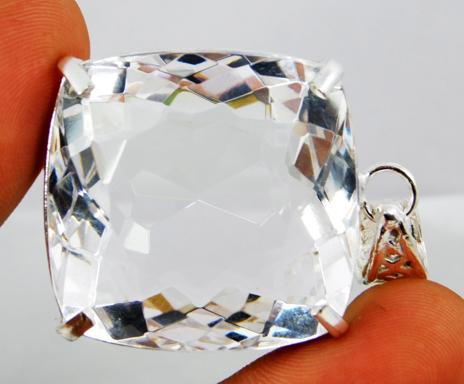 Certified 130.80 Ct Natural White/Colorless Topaz Cushion Cut Pendant Gemstone