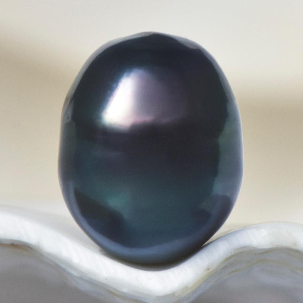 7.60 cts Tahitian South Sea Pearl 12.60mm Charcoal Black Baroque 1.82g undrilled