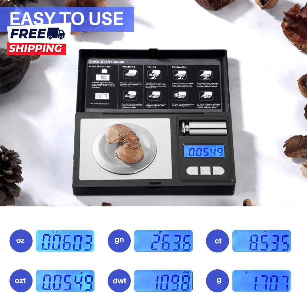 Milligram Scale 50G/0.001G Digital Jewelry Scale Micro Gram Scale for Powder Med