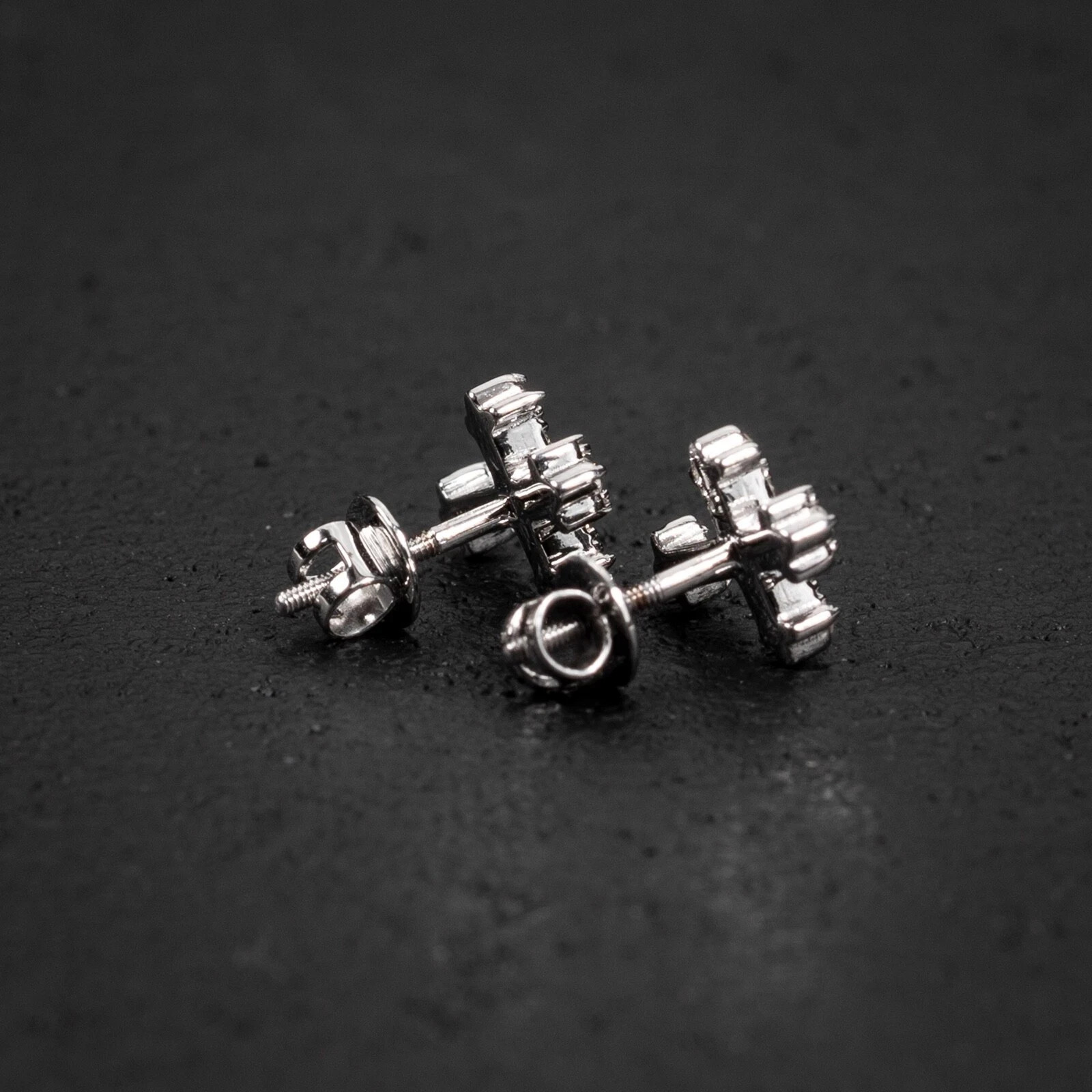 14K White Gold Plated 2.50Ct Lab Created Diamond Cross Stud Women’s Earring