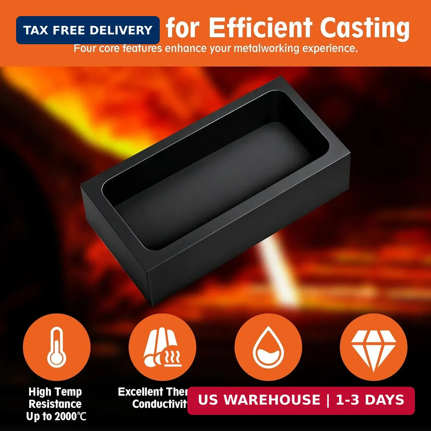 4 Pcs 1Kg High-Purity Graphite Ingot Molds for Casting Gold Silver Aluminum Copp