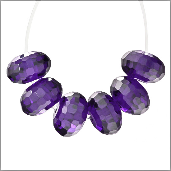 10 Cubic Zirconia Rondelle Roundel Beads 8mm Amethyst Purple #96066