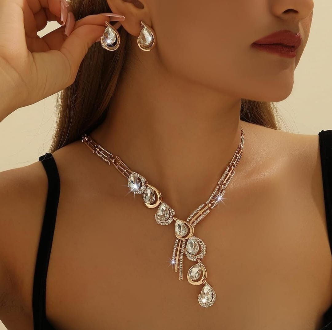 Indian bollywood gold plated necklace jewellery set for women and girls