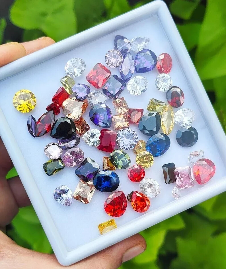 Bulk Semiprecious 6-7 MM Round 25 Pcs Cubic Zirconia Faceted Mix Cut lot