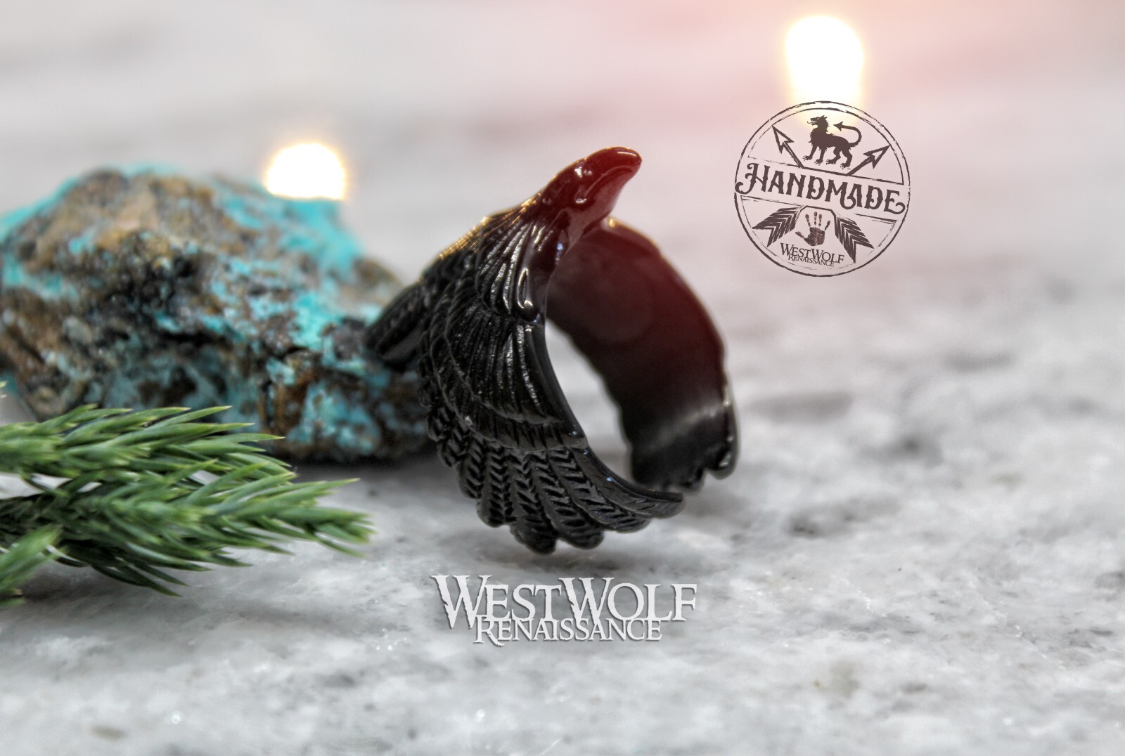 Viking Flying Raven Ring Black Stainless Steel – US Sizes 6/7/8/9/10/11/12/13/14