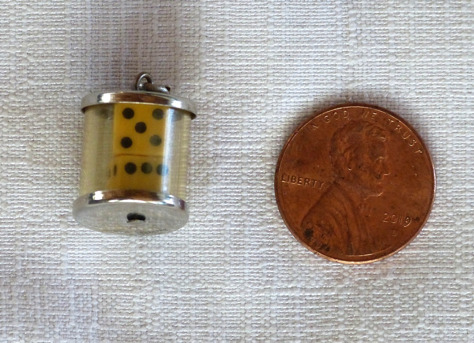 Vintage 1960s-1970s 3D Sterling Silver Dice in Capsule charm
