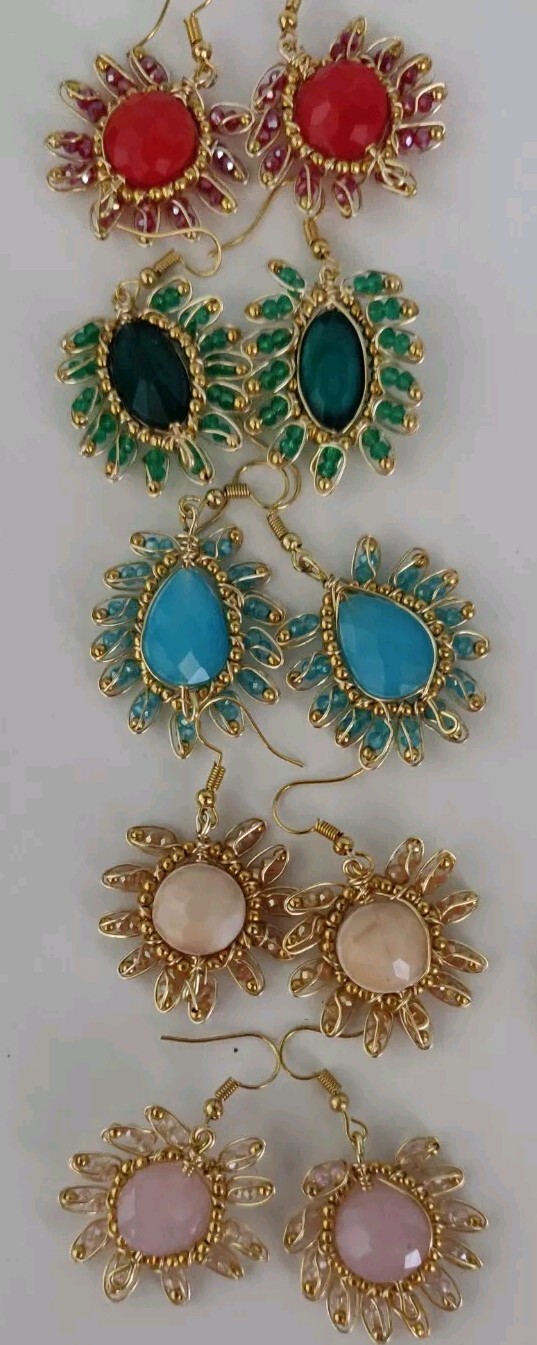 aretes de cristal echo a mano mexicano mayoreo lote de 20 Pares cristal Y chapa.