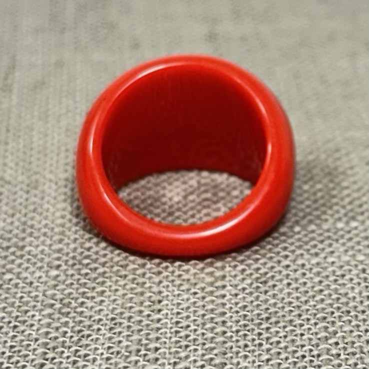 Vintage Lucite Acrylic RED Glossy Chunky Domed Ring Size 6.25 Mod Retro