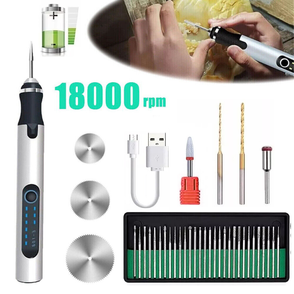 38PCS Cordless Electric Drill Grinder Engraving Pen Bit Rotary Tool Kit 3 Speeds