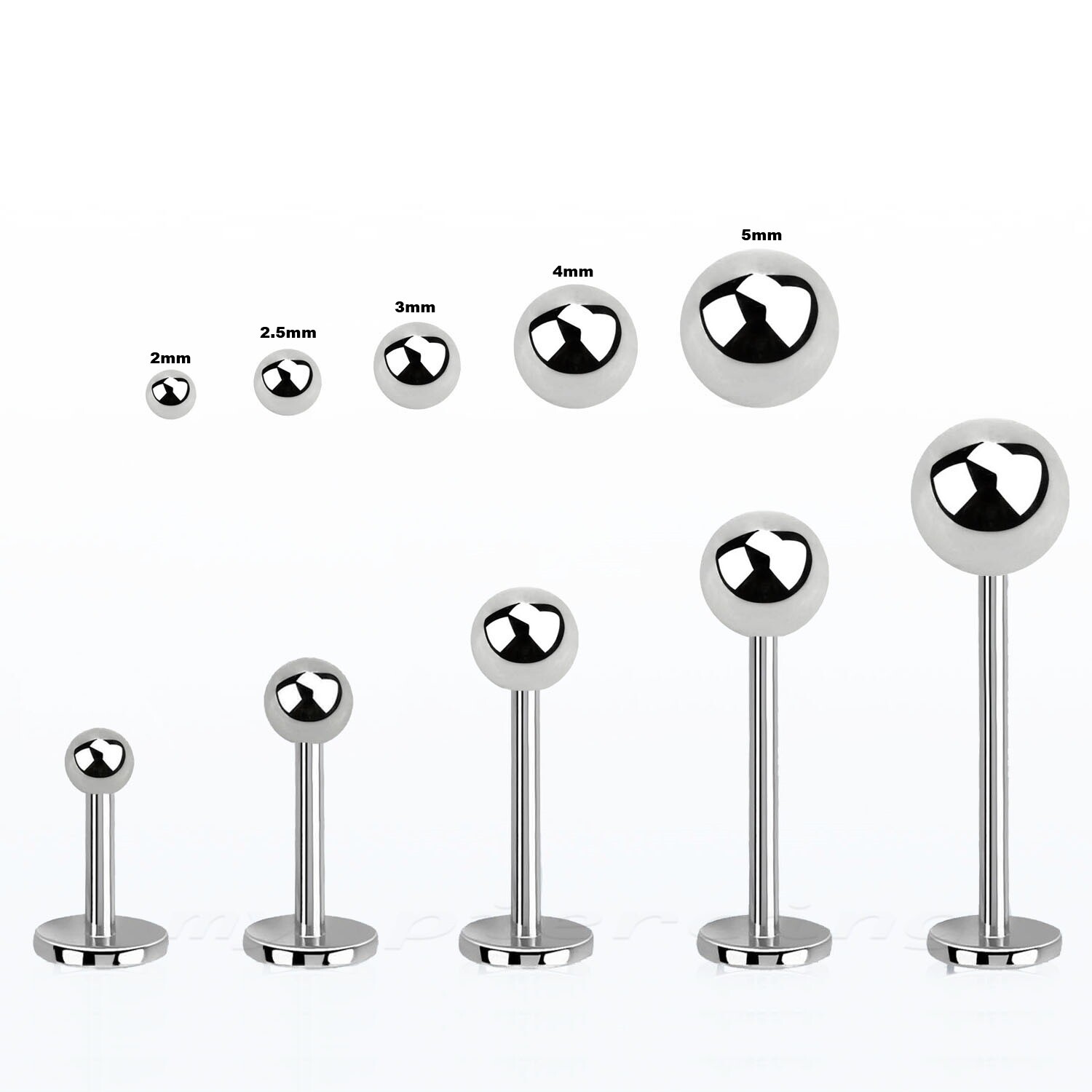 10pcs. Surgical Steel Ball Top Labret Earring Helix Cartilage Tragus 4mm-16mm