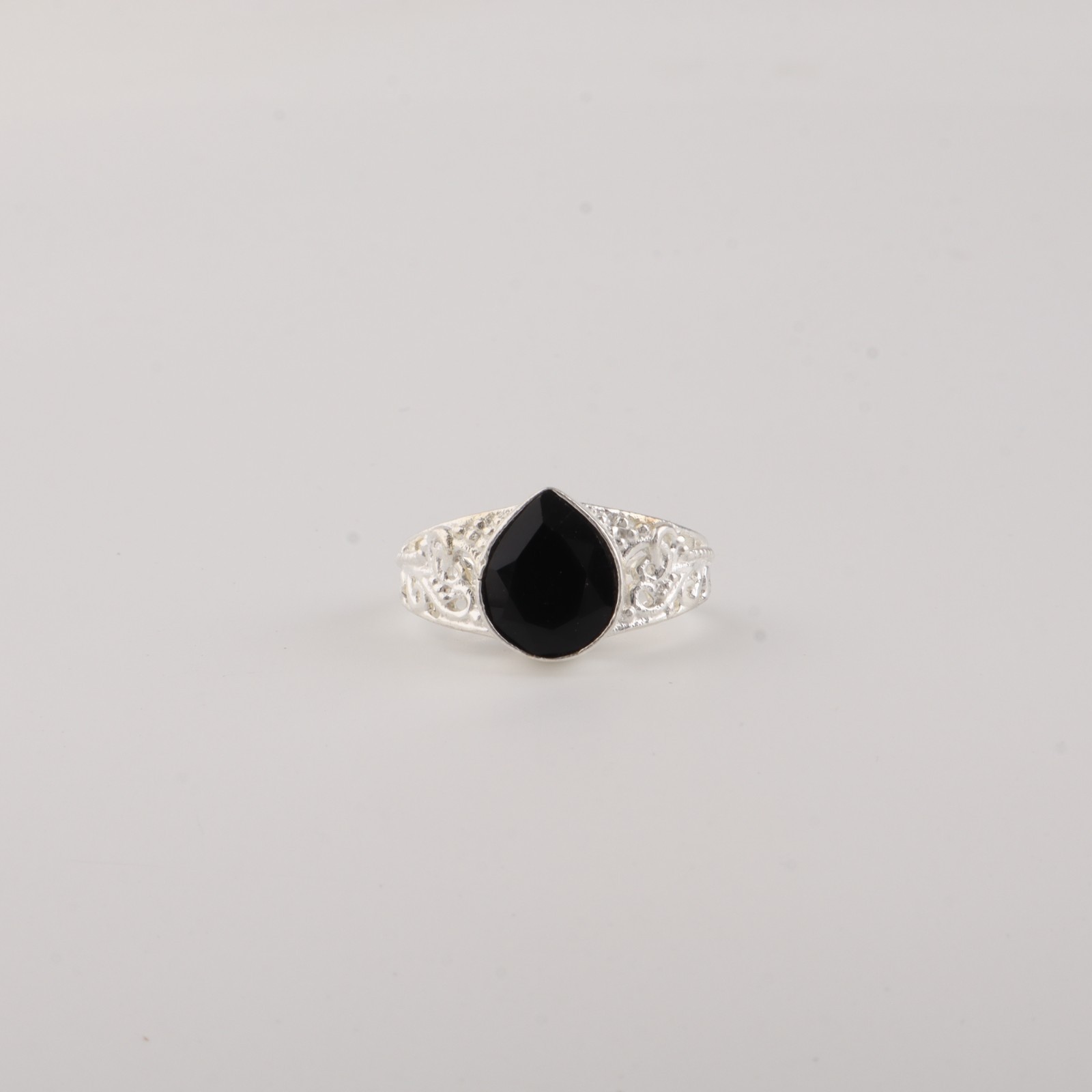 Black Onyx Gemstone 925 Sterling Silver Statement Jewelry Zircon Ring For Woman