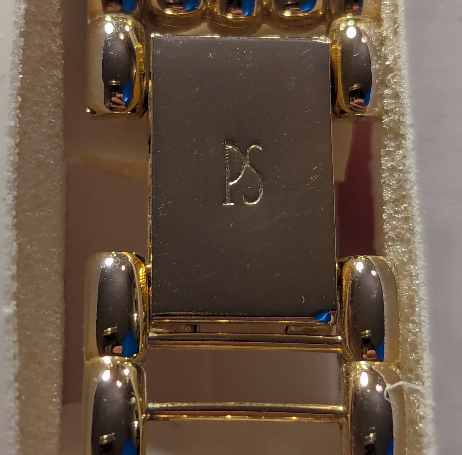 QVC PAUL SEBASTIAN Gold Tone Fashion Bracelet Watch Initially Yours Quartz NIB