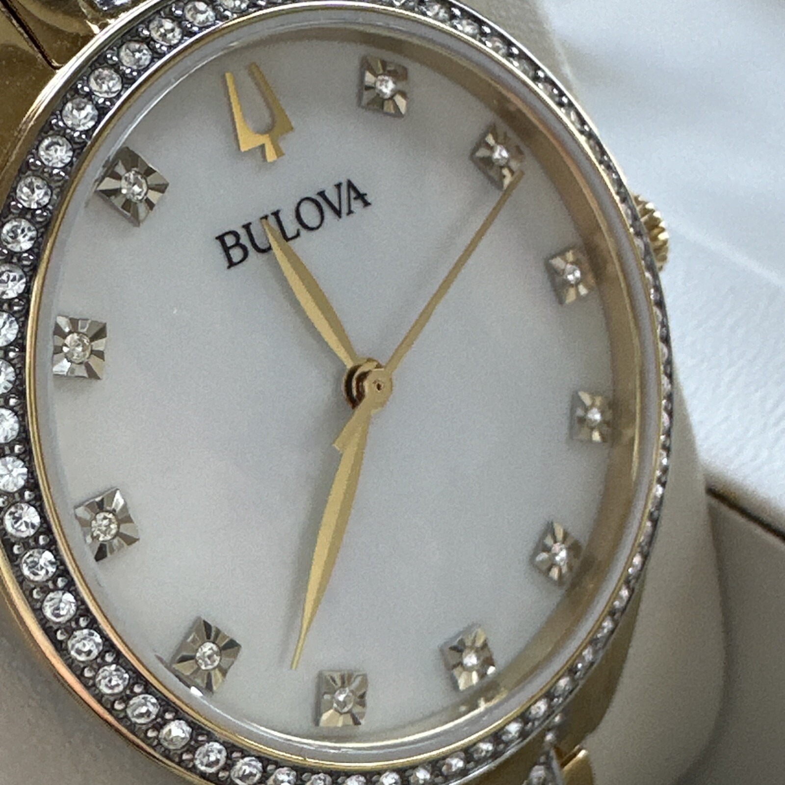 Bulova Box Set with Bangle Bracelets And Crystal Ladies Watch 98X119