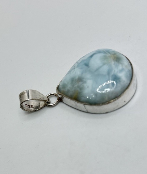 Vintage Sterling Silver Pendant with Light Blue Stone Marked 925 Jewelry