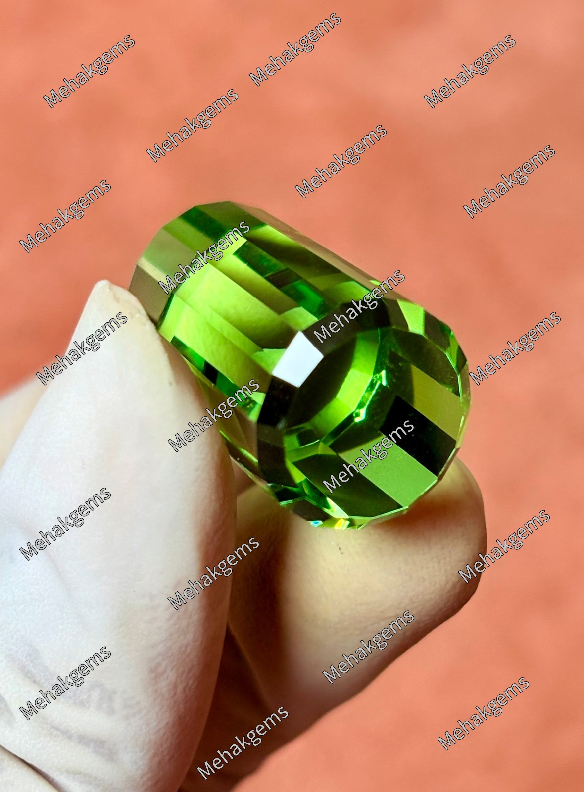 90. Ct Natural Mint Green Topaz Fancy Cube Faceted Loose Gemstone Certified