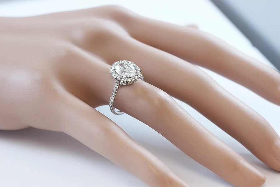 Certified Natural 1.2ct VS1 F Oval White Diamond AAA 14K White Gold Wedding Ring