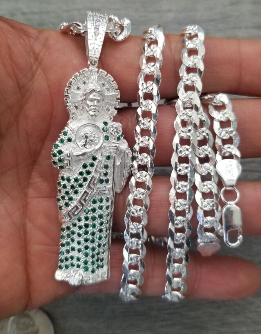 cadena y san judas plata 925 mx / sterling silver St jude & chain.