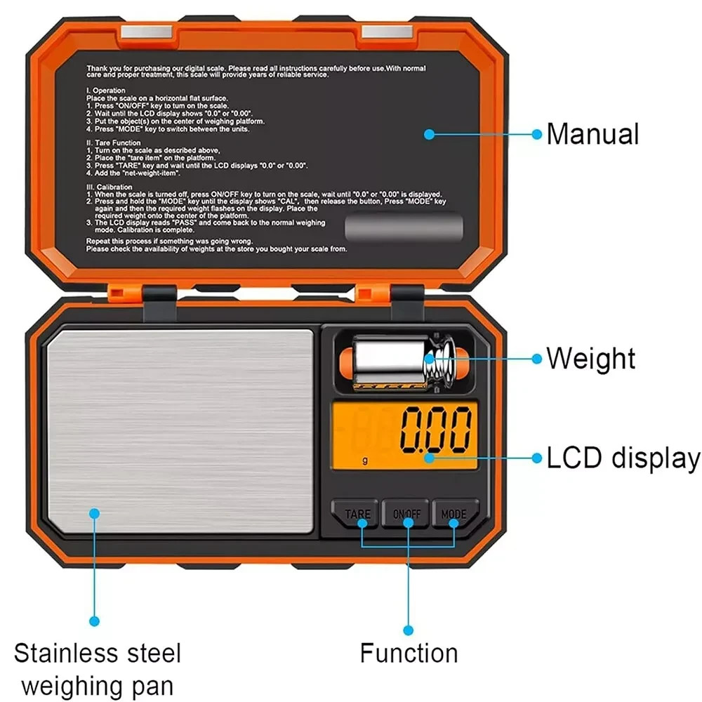 Digital Pocket Scale, 200G X 0.01G Gram Scale, Mini Scale 6 Units Jewelry Scale