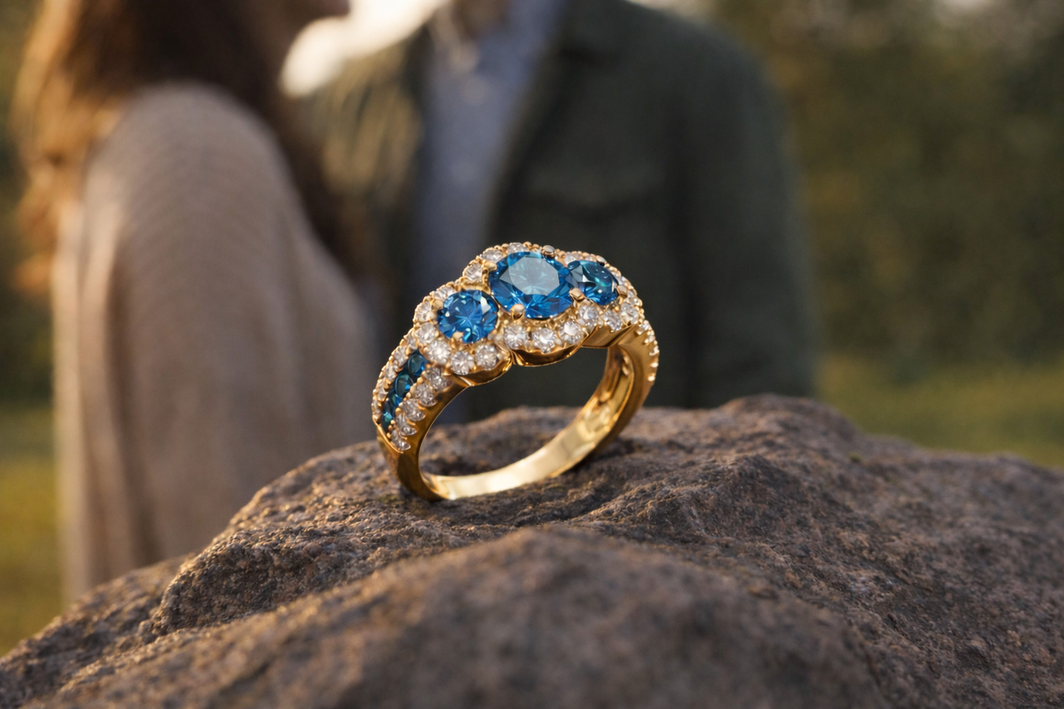 Round Natural Topaz & Diamond Engagement Gift Ring 14k Yellow Gold (Import Free)