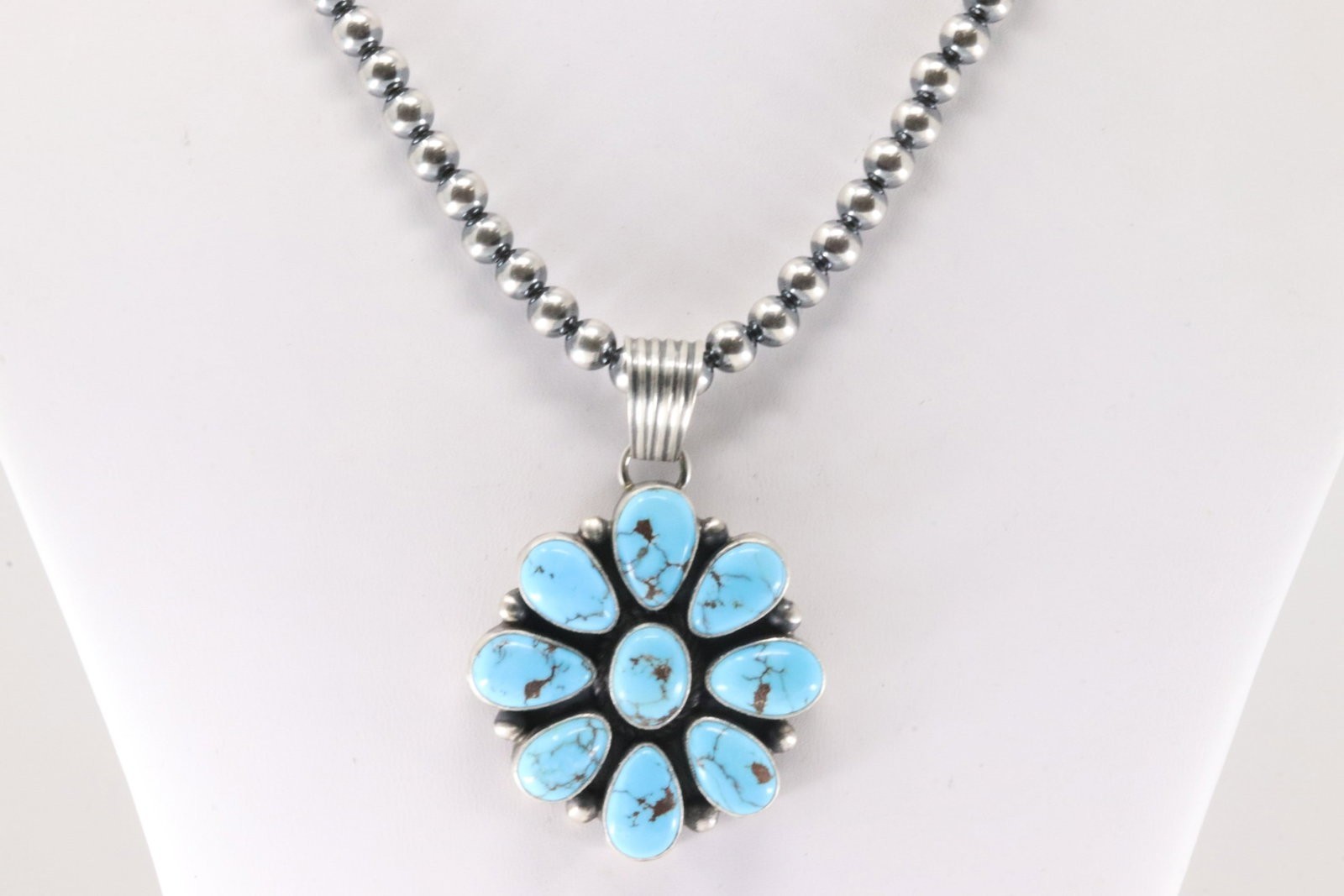 Turquoise Sterling Pendant Attributed to Shirley Henry, Navajo, Big Stone