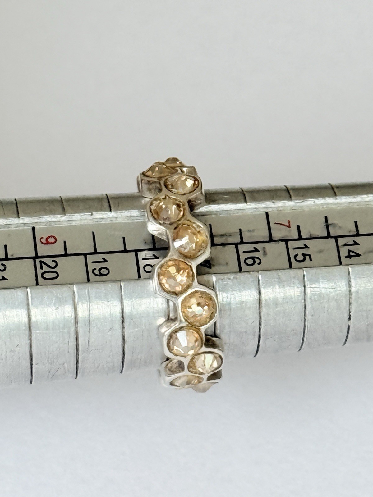 Mignon Faget 925 Sterling Silver Honey Crystal Hive Honeycomb Ring Size 8