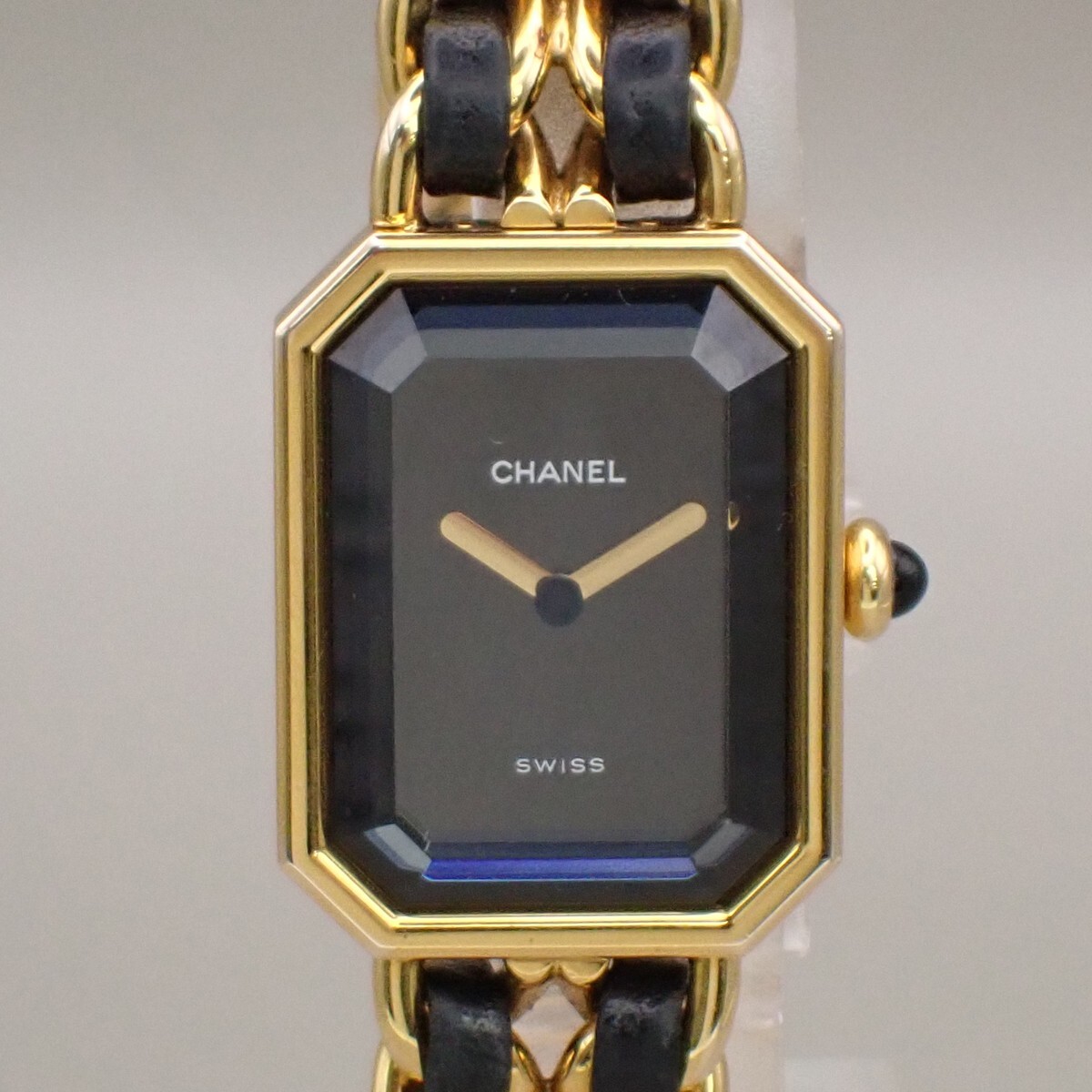 CHANEL Logo Premiere Watch H0001 # L Quartz Gold Plated Leather GHW 690RK949