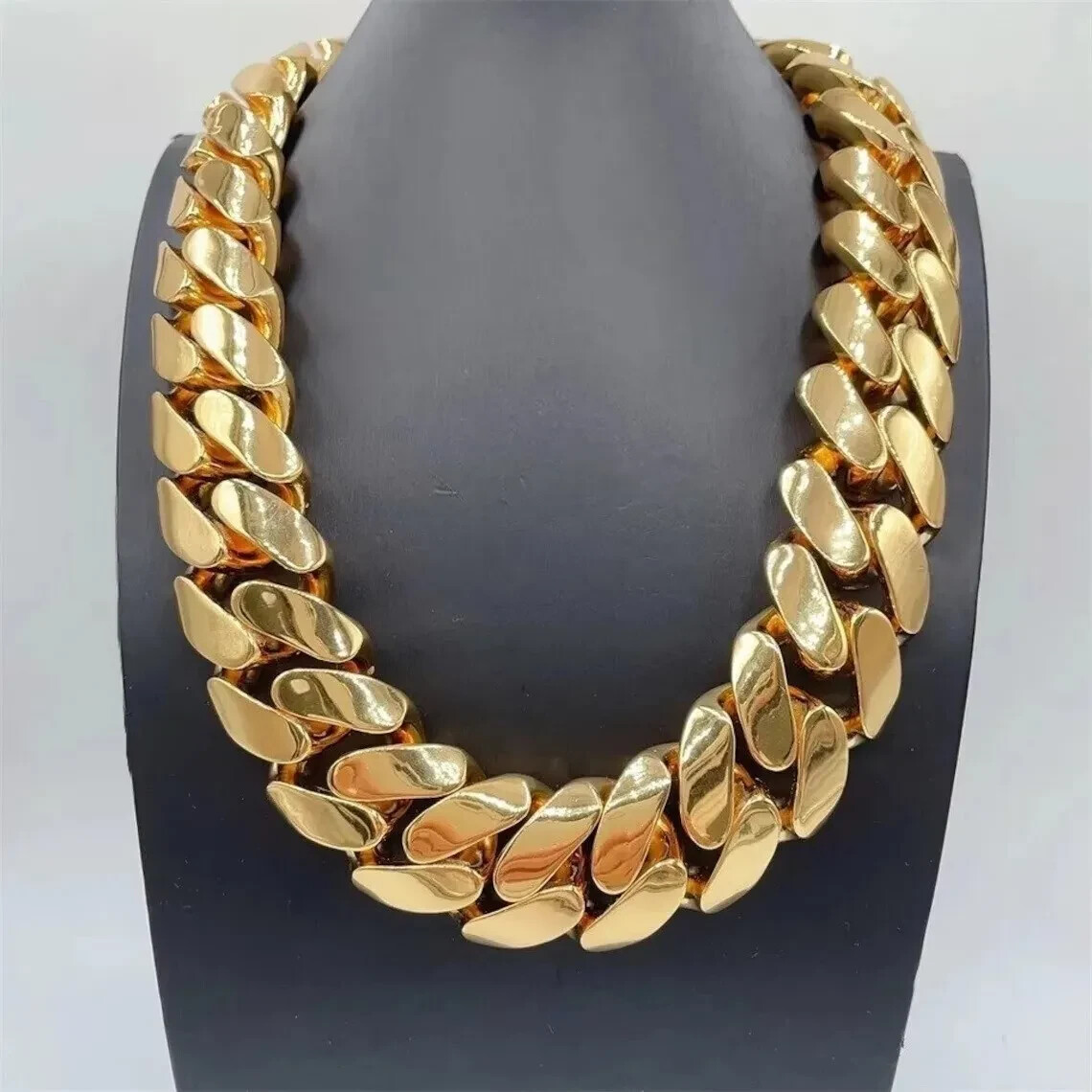 Men’s Custom 25mm Wide 26 Inch Long Solid Handmade Cuban Link Necklace Brass