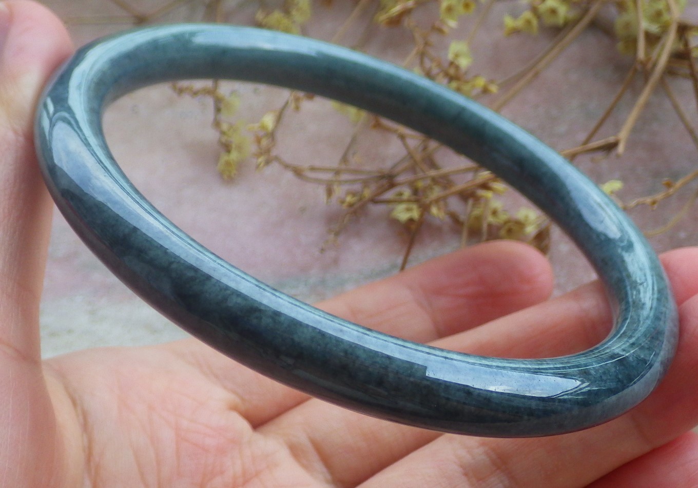 Video Certified Natural A JADE JADEITE Circle Bangle Bracelet 69 mm 131740 VS