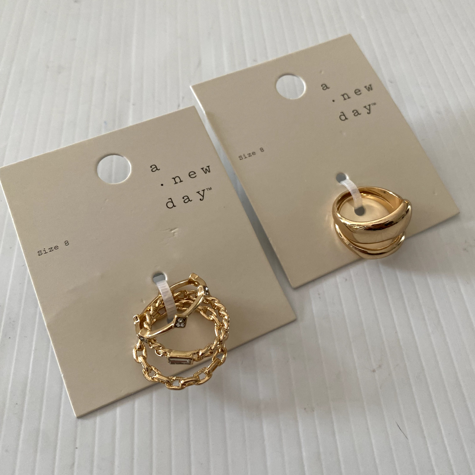 2 packs A New Day Gold Tone Women’s Fashion Jewelry Size 8 Rings